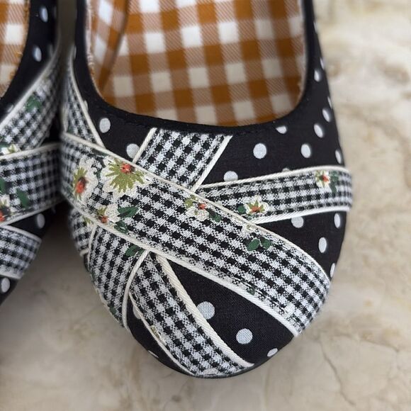 NWOT RUBY SHOO Paula - Black White Floral/Polka Dot/Gingham Heels Adorable - Picture 9 of 13